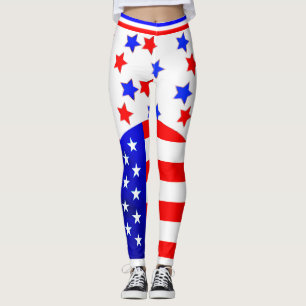 Leggings 4 juillet USA Red White Blue Stars and Stripes