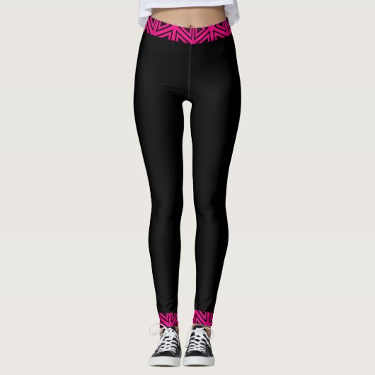 Leggings 4Tina rose et noir fuchsia (Devant)