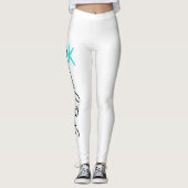 Leggings 50 & Fabulous Black White Turquoise Blue Starfish  (Devant)