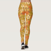 Leggings 60 ans rétro/les années 70 Orange & Olive Green Fl (Dos)