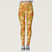 Leggings 60 ans rétro/les années 70 Orange & Olive Green Fl (Devant)