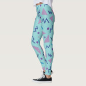 Leggings 80s 90s Memphis style géométrique bleu (Gauche)