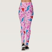 Leggings 80s 90s Memphis style géométrique rose (Dos)