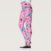Leggings 80s 90s Memphis style géométrique rose (Gauche)