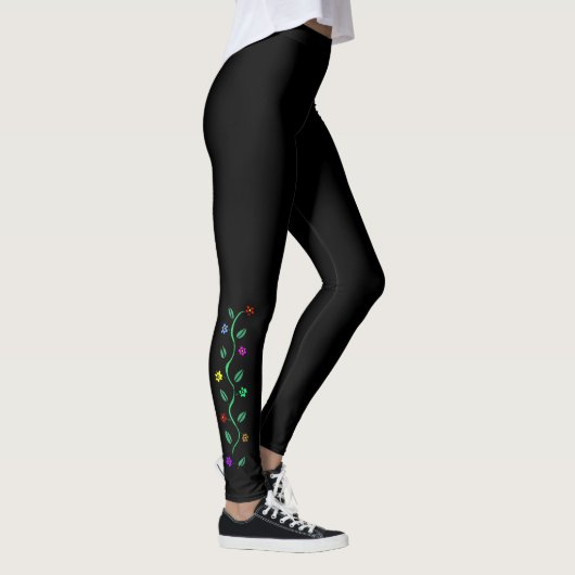 Leggings 8 Fleurs de couleurs différentes ~ Arrière - plan (Droite)
