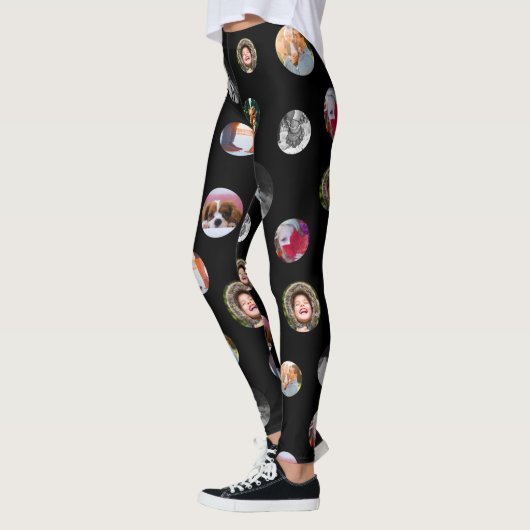 Leggings 8 Photo polka point Cercles Modèles Exercice noir (Gauche)