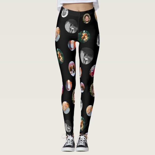 Leggings 8 Photo polka point Cercles Modèles Exercice noir (Devant)