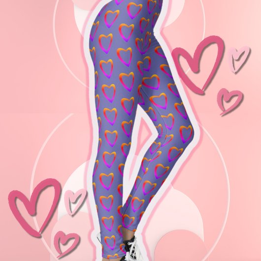 Leggings 90s Rétro Chauffages colorés Motif Valentines