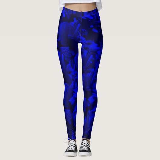 Leggings A202 Rich Blue and Black Abstract Design (Devant)