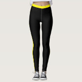 Leggings à bande latérale noire et jaune (Devant)