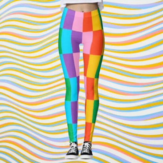 Leggings à blocs de couleur Rainbow Steps – Style 