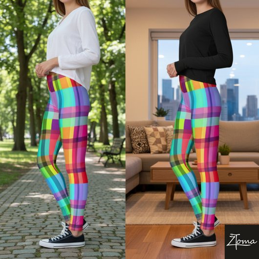 Leggings à carreaux vibrants