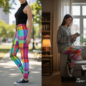 Leggings à carreaux vibrants