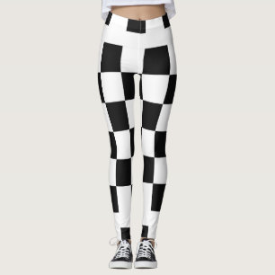 Leggings à chèques en noir et blanc
