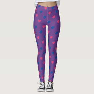 Leggings à coeurs moyens de fierté bisexuelle