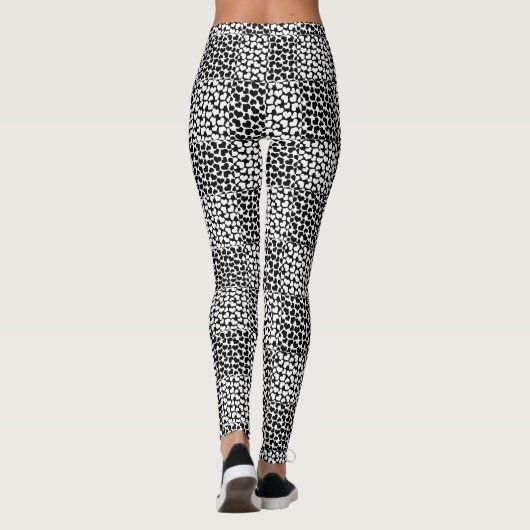 Leggings à damiers Amour en noir et blanc (Dos)