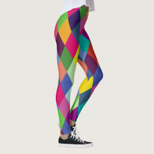 Leggings à damiers Arlequin Arc-en-ciel coloré