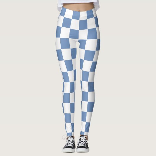 Leggings à damiers bleu/gris et blanc (Devant)