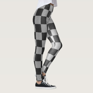 Leggings À damiers géométrique en noir et blanc