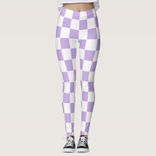 Leggings à damiers Lavande et blanc (Devant)
