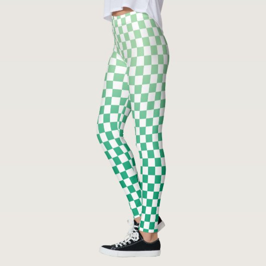 Leggings À damiers Motif de dégradé vert clair à foncé (Gauche)
