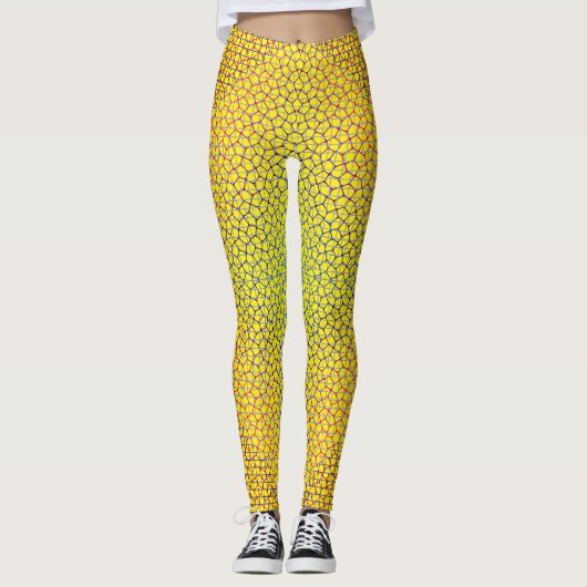 Leggings à damiers motif net 01 BYellow BG (Devant)