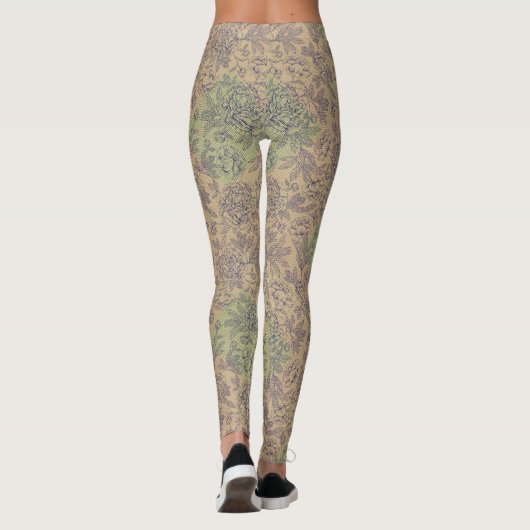 Leggings à damiers motif petit vert w lorange BG (Dos)