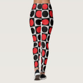 Leggings à damiers Pois géométriques du cercle rouge rouge (Dos)