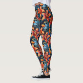 Leggings à fleurs de tigre rouge artistique (Gauche)
