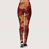 Leggings à fleurs de vin rouge (Dos)