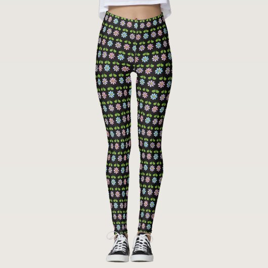 Leggings à fleurs multicolores stylés (Devant)