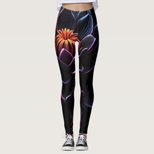 Leggings à fleurs orange (Devant)