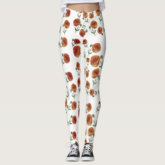 Leggings à fleurs rouges (Devant)