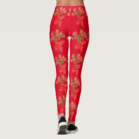 Leggings à fleurs rouges (Dos)