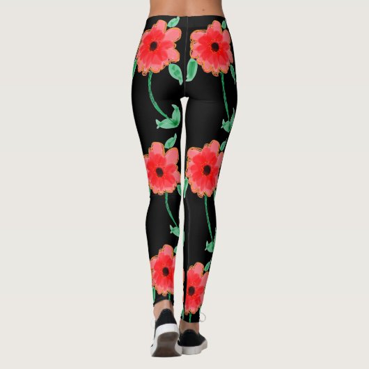 Leggings à fleurs rouges (Dos)