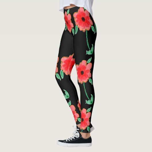 Leggings à fleurs rouges (Gauche)
