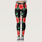 Leggings à fleurs rouges (Devant)