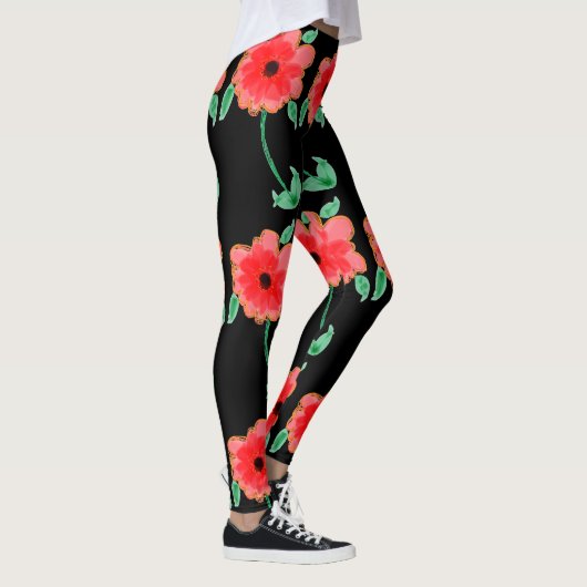 Leggings à fleurs rouges (Droite)