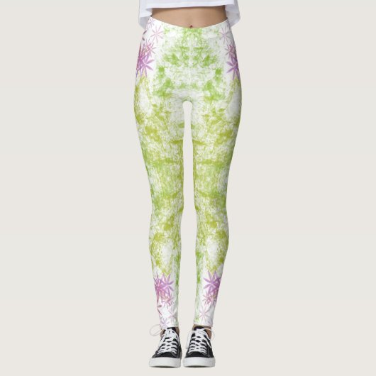 Leggings à fleurs violettes (Devant)