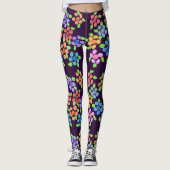 Leggings à fleurs violettes foncées (Devant)