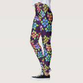 Leggings à fleurs violettes foncées (Gauche)