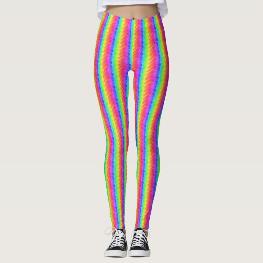 Leggings à impression verticale à bande arc-en-cie (Devant)