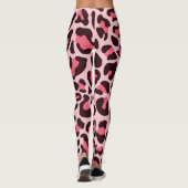 Leggings à Imprimé Léopard Rose Chaud et Noir (Dos)