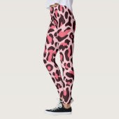 Leggings à Imprimé Léopard Rose Chaud et Noir (Gauche)