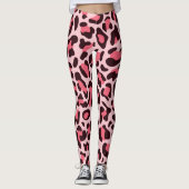 Leggings à Imprimé Léopard Rose Chaud et Noir (Devant)