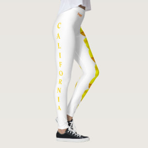Leggings à la pavot à fleurs de Californie blanche