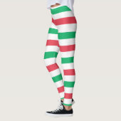 Leggings à large bande rouge, blanc, vert de Noël (Gauche)