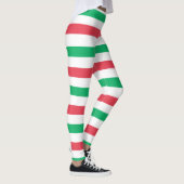 Leggings à large bande rouge, blanc, vert de Noël (Droite)