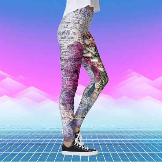 Leggings à l'Ephémère à la rose rouge