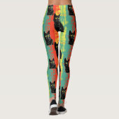 Leggings à motif de chat noir rétro (Dos)